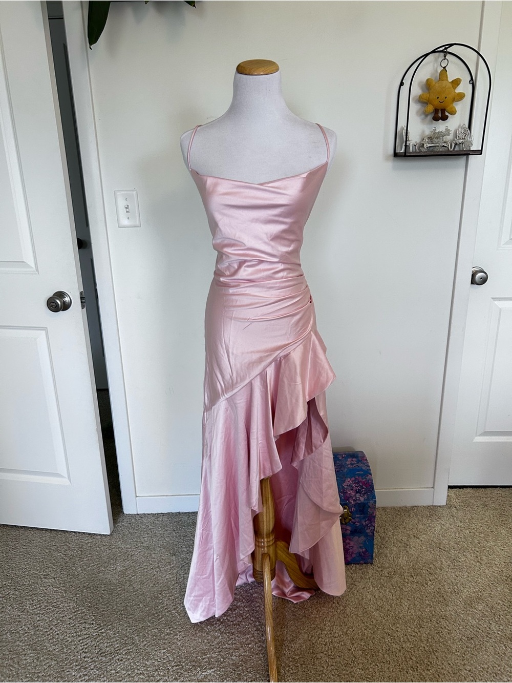 NWT BabyBoo Samira Maxi Dress Pink Blush High Low Size Small